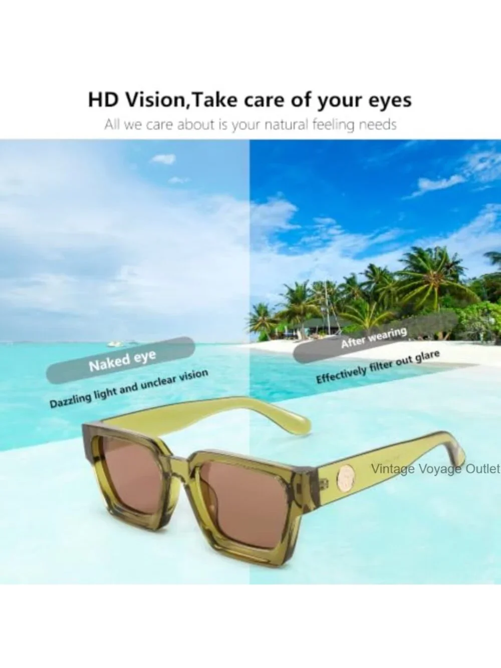 Retro 90s Square Sunglasses UV400 Protection Chunky Rectangle Glasses